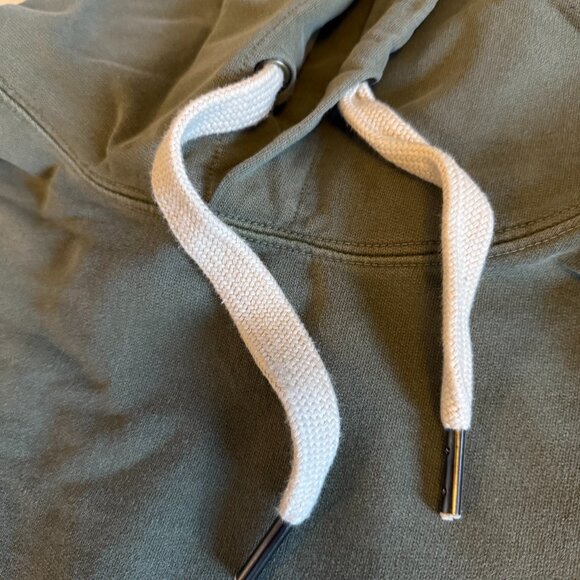 Buck Mason Brushed Loopback Hooded Sweatshirt in Deep Olive Venice Wash XL - Picture 2 of 7